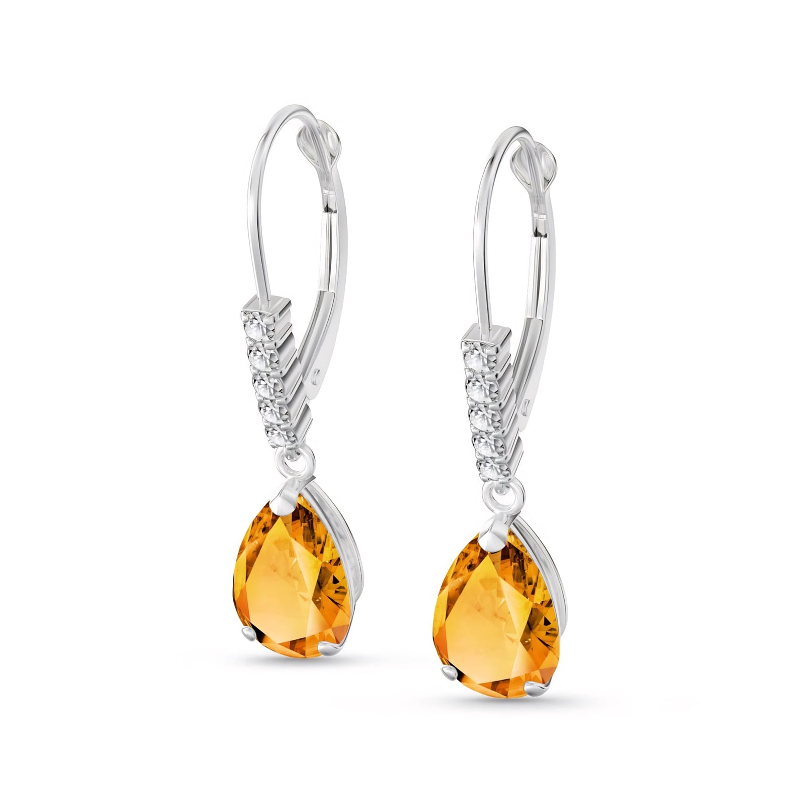 White Gold Petal Earrings Citrine 10K — Immacolata