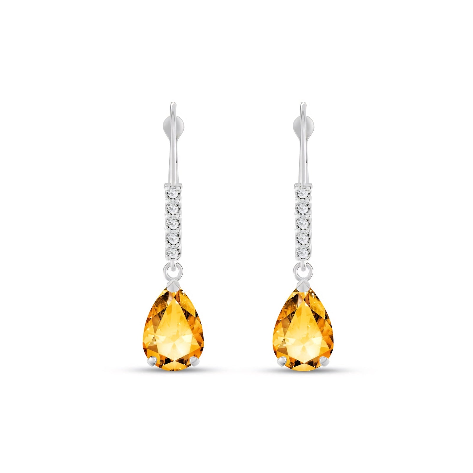 White Gold Petal Earrings Citrine 10K — Immacolata