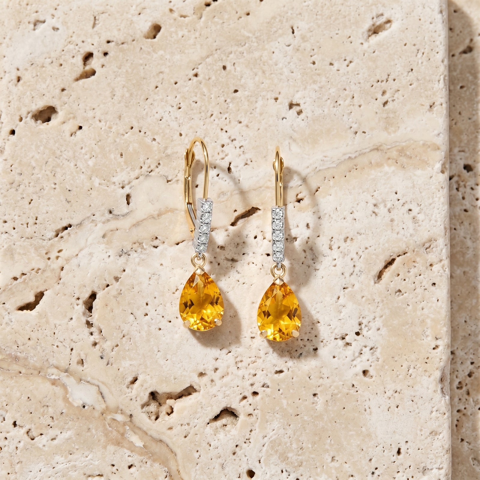 Yellow Gold Petal Earrings Citrine 10K — Immacolata