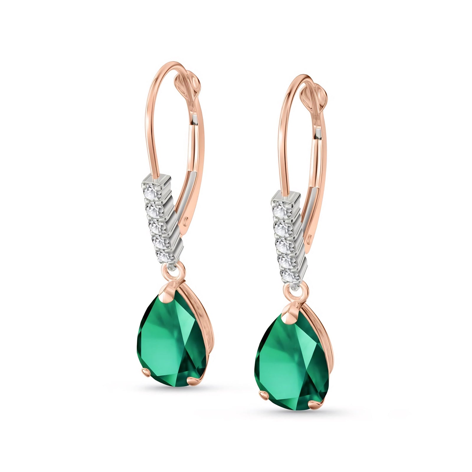 Rose Gold Petal Earrings Emerald 10K — Immacolata