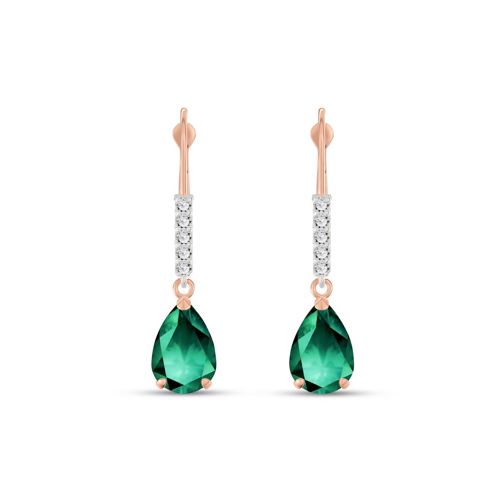 Rose Gold Petal Earrings Emerald 10K — Immacolata