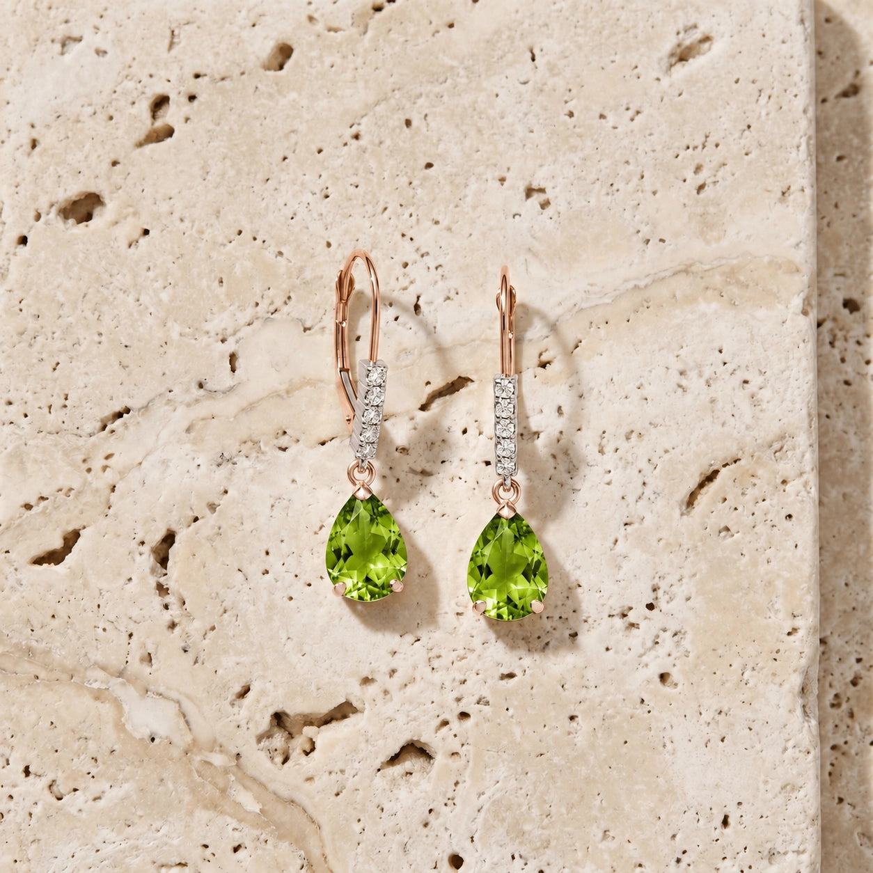 Rose Gold Petal Earrings Emerald 10K — Immacolata