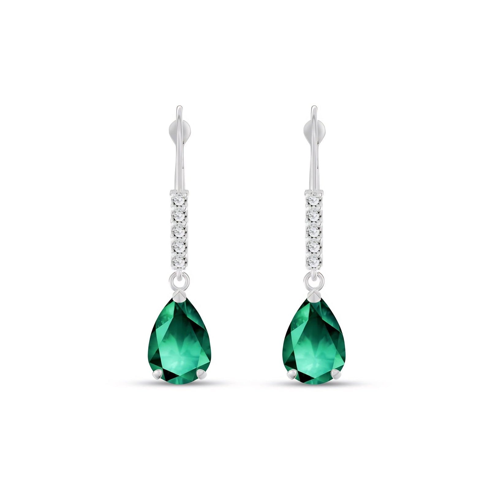 White Gold Petal Earrings Emerald 10K — Immacolata