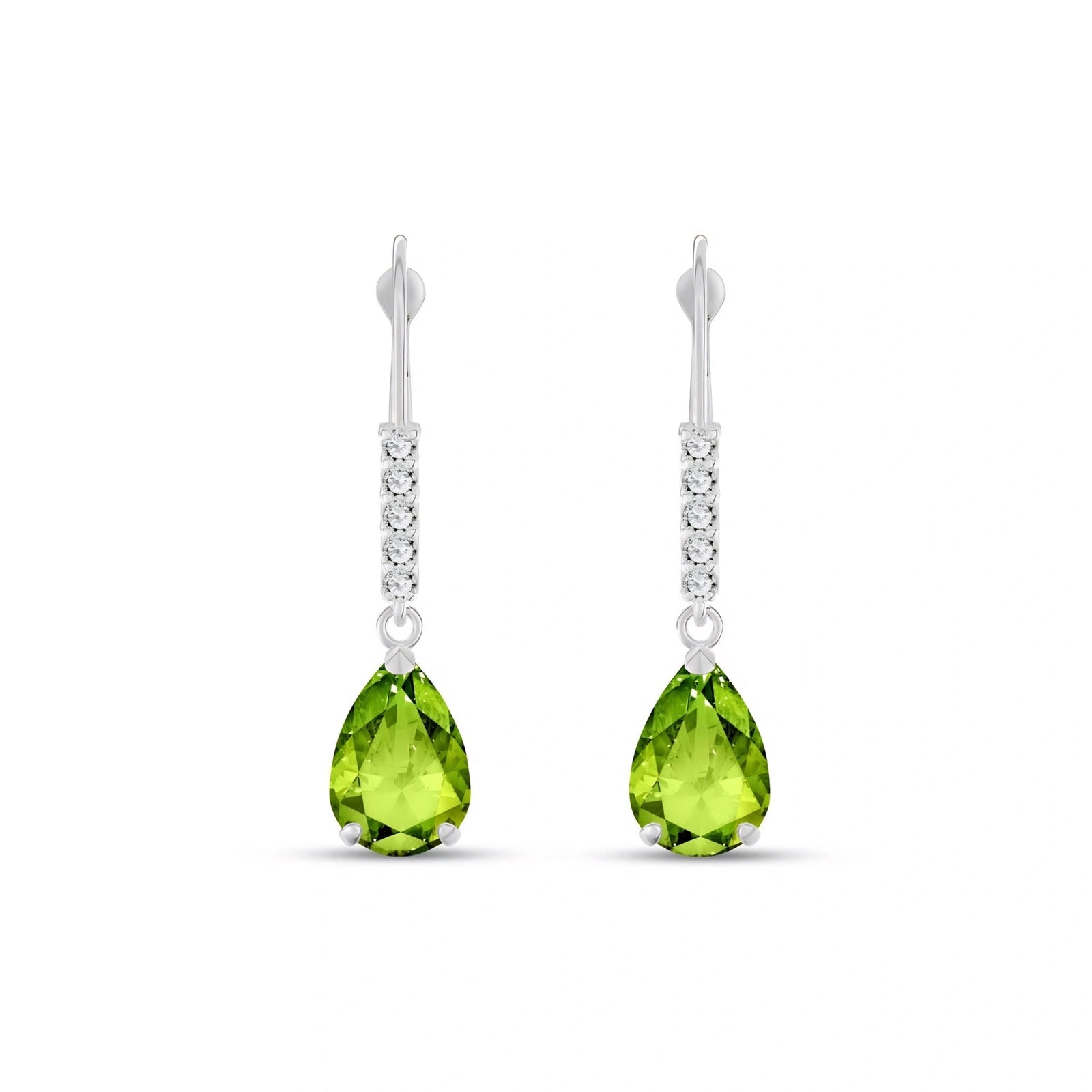 White Gold Petal Earrings Emerald 10K — Immacolata