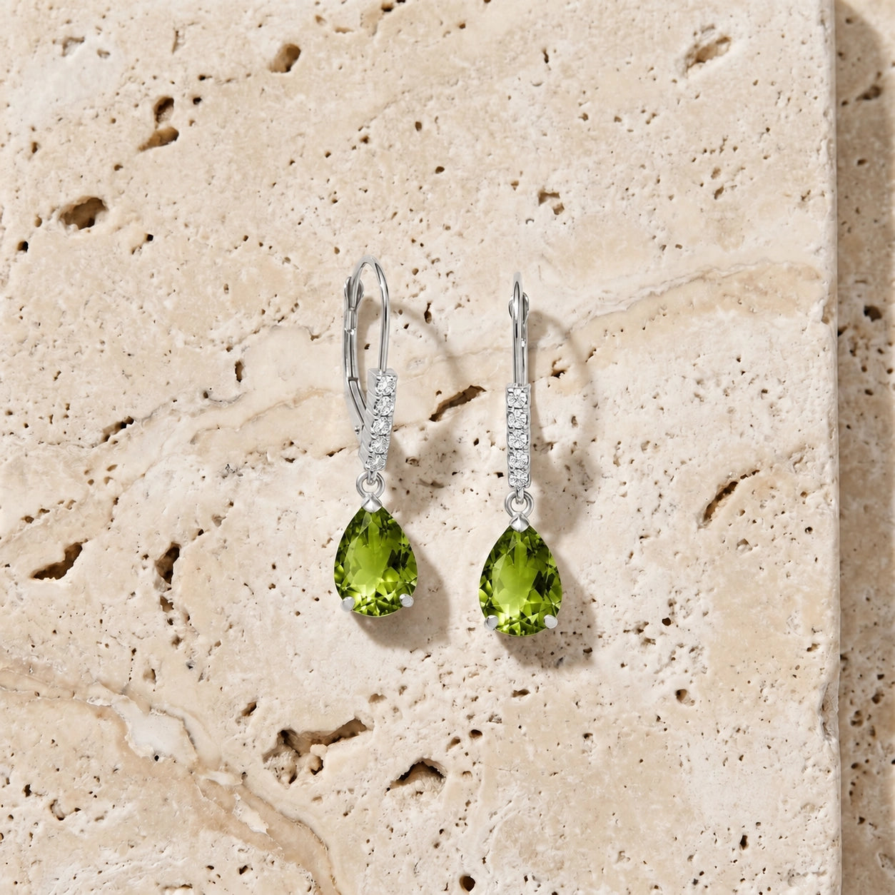 White Gold Petal Earrings Emerald 10K — Immacolata