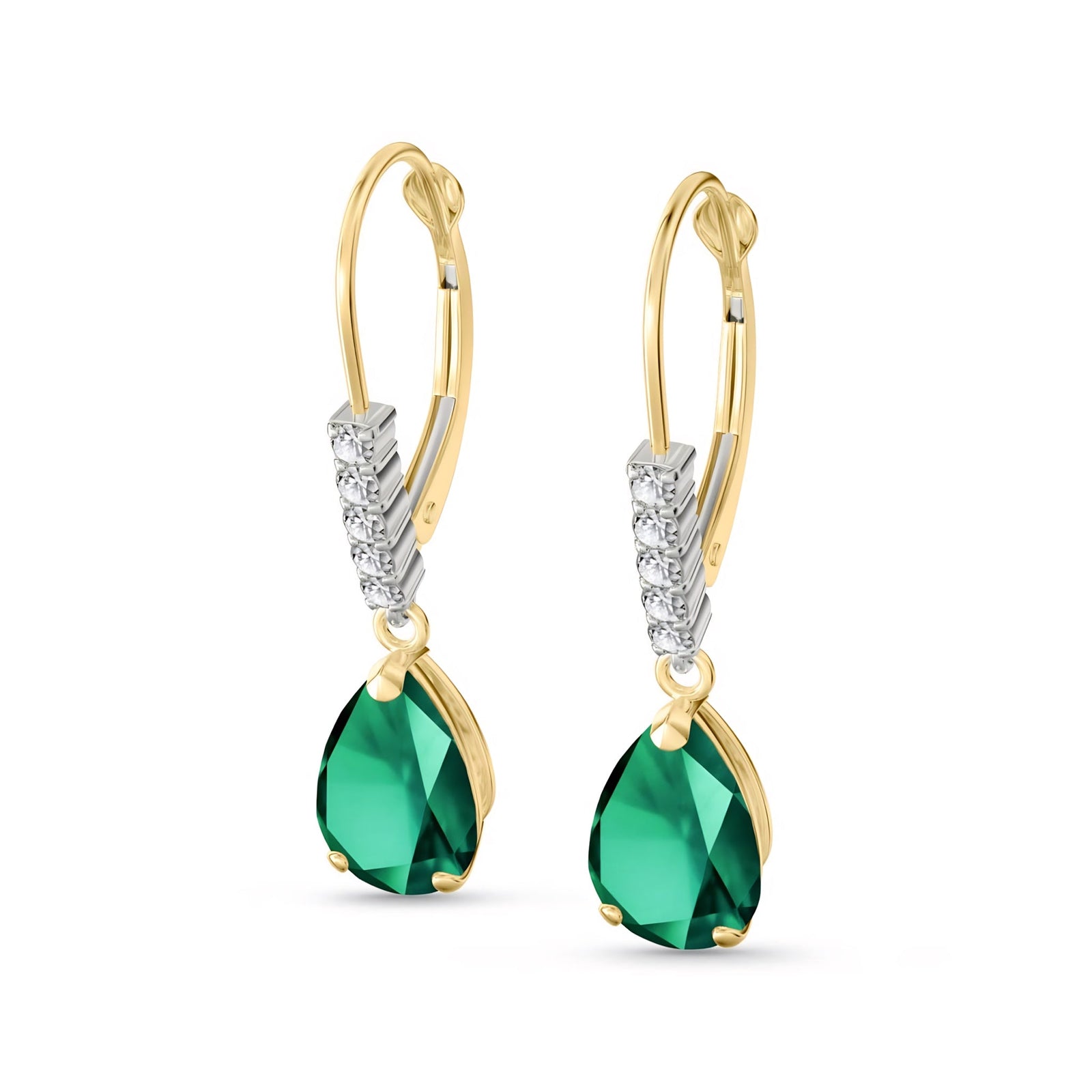 Yellow Gold Petal Earrings Emerald 10K — Immacolata