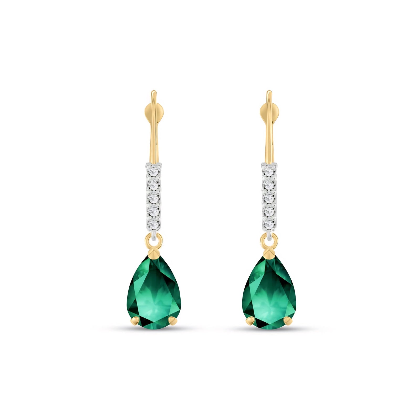 Yellow Gold Petal Earrings Emerald 10K — Immacolata
