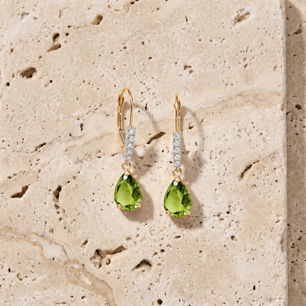 Yellow Gold Petal Earrings Emerald 10K — Immacolata