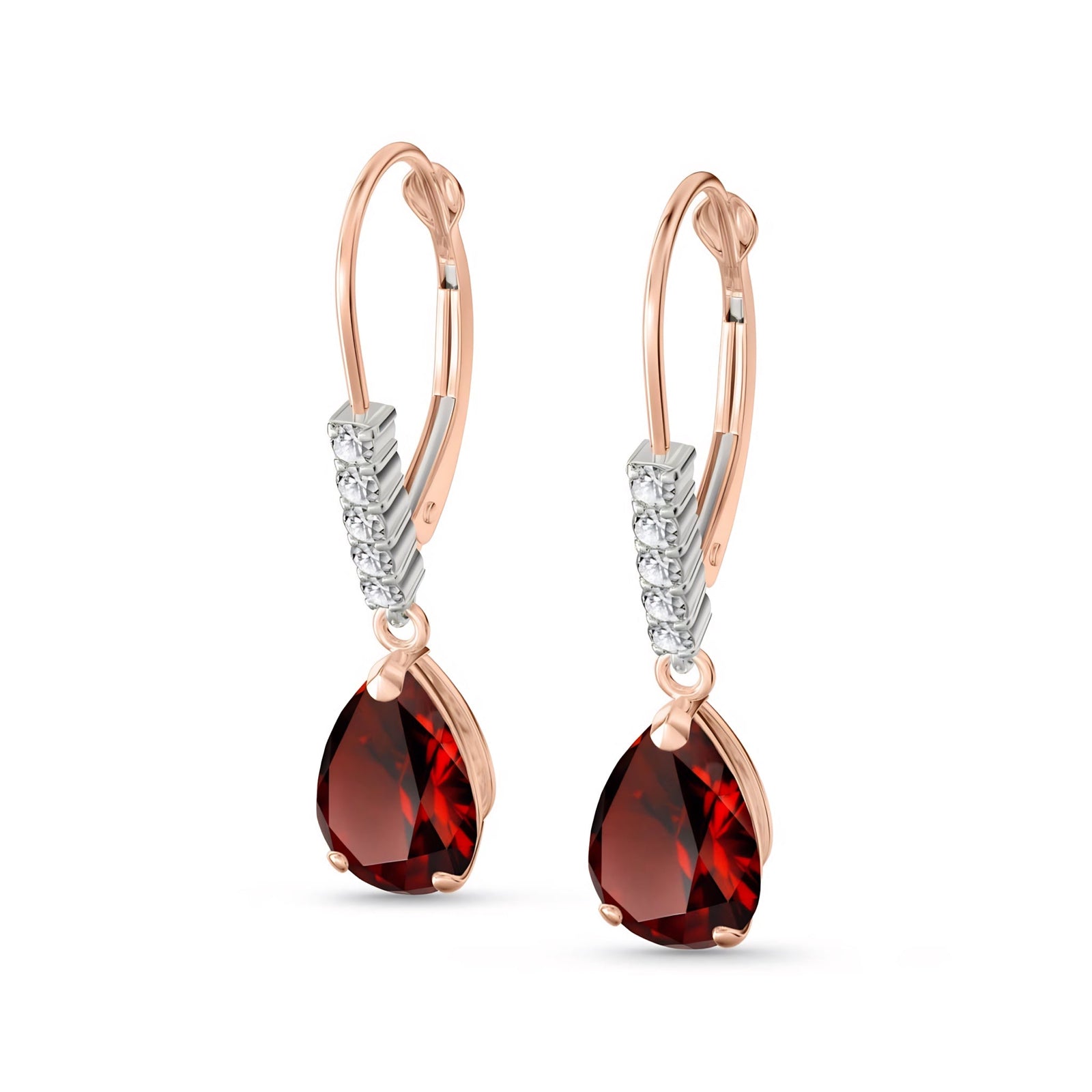 Rose Gold Petal Earrings Garnet 10K — Immacolata