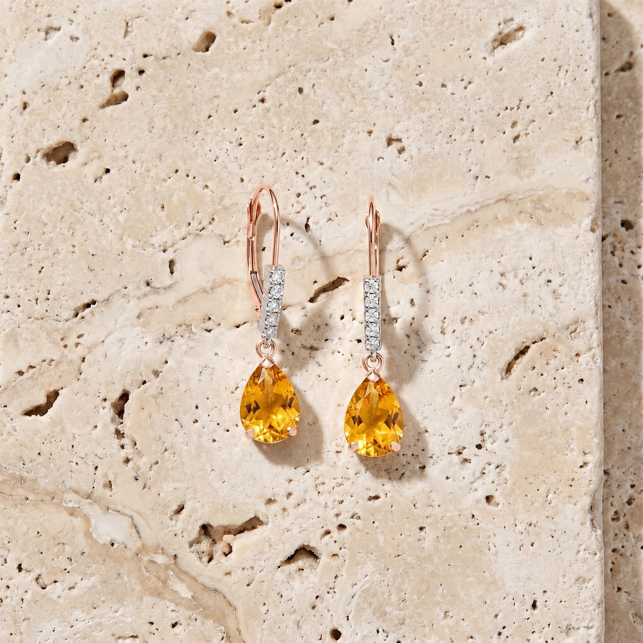 Rose Gold Petal Earrings Garnet 10K — Immacolata