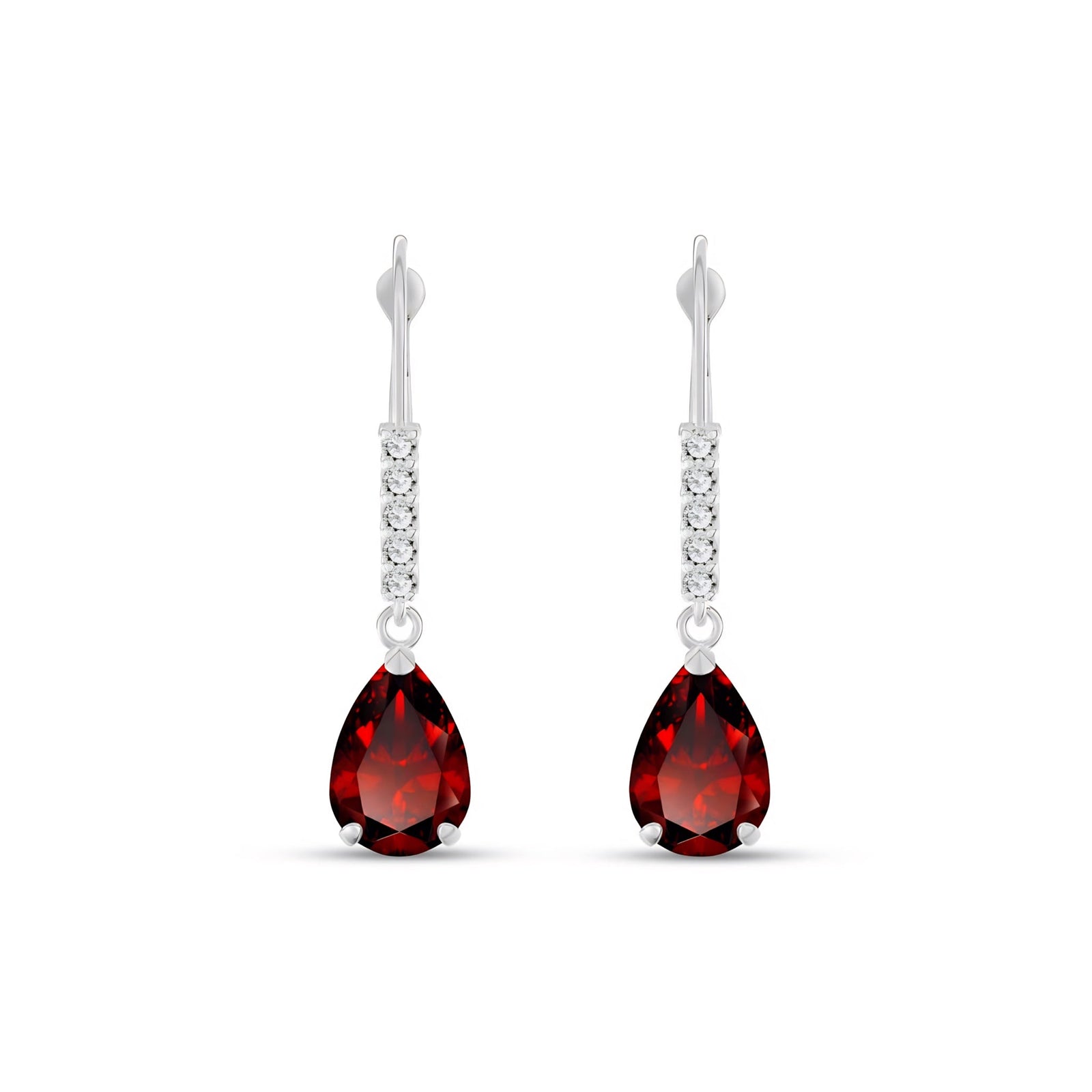 White Gold Petal Earrings Garnet 10K — Immacolata