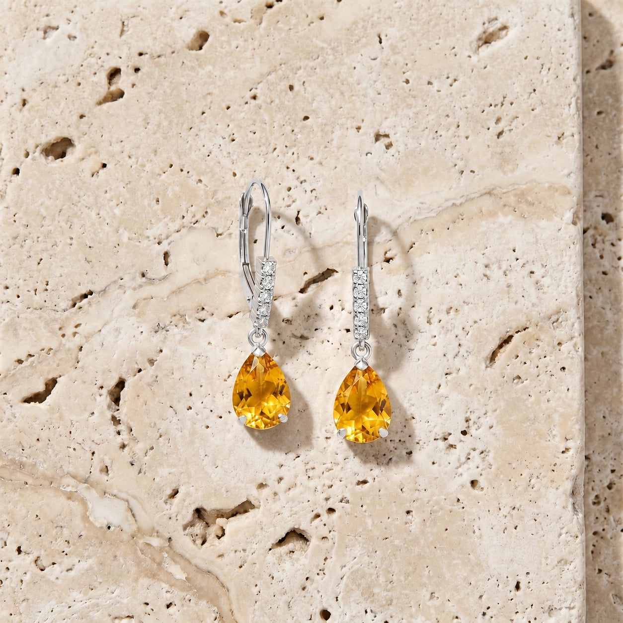 White Gold Petal Earrings Garnet 10K — Immacolata