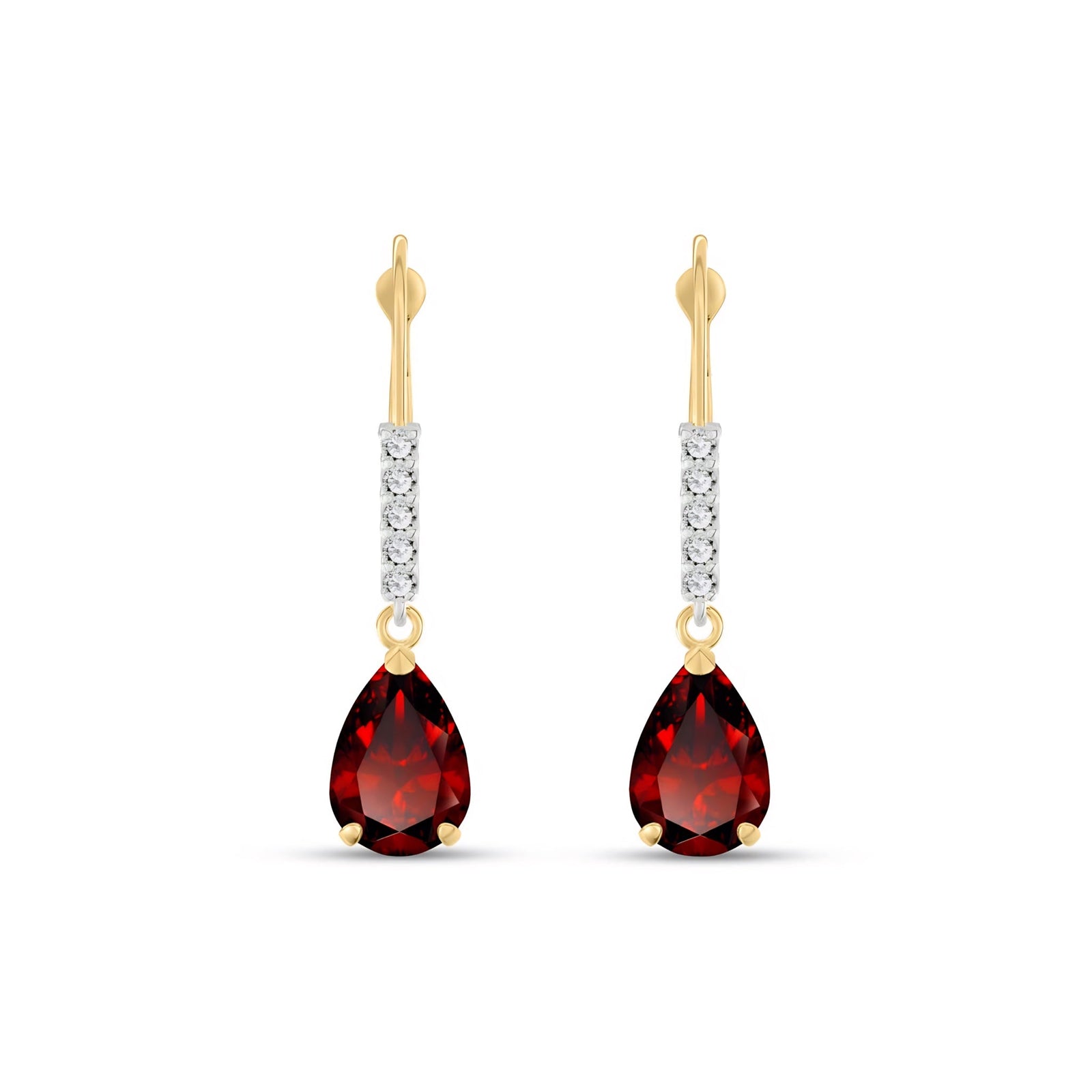 Yellow Gold Petal Earrings Garnet 10K — Immacolata