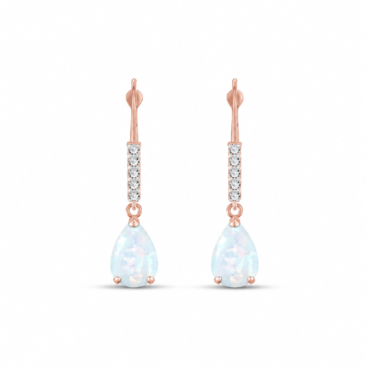 Rose Gold Petal Earrings Opal 10K — Immacolata