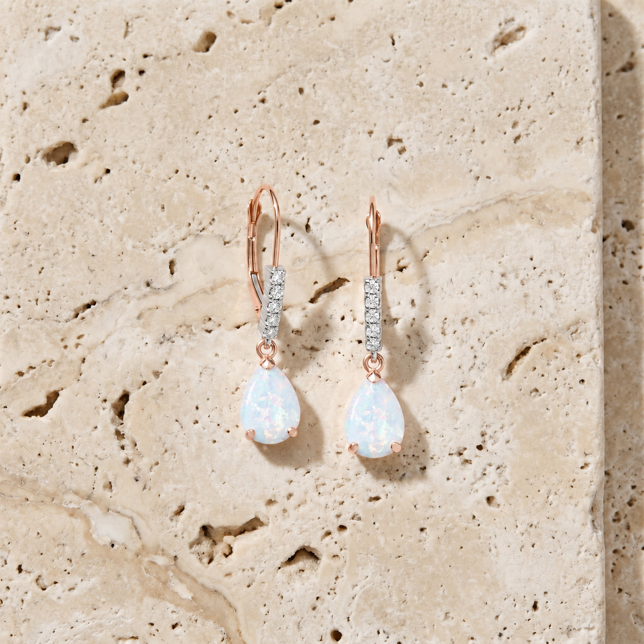 Rose Gold Petal Earrings Opal 10K — Immacolata