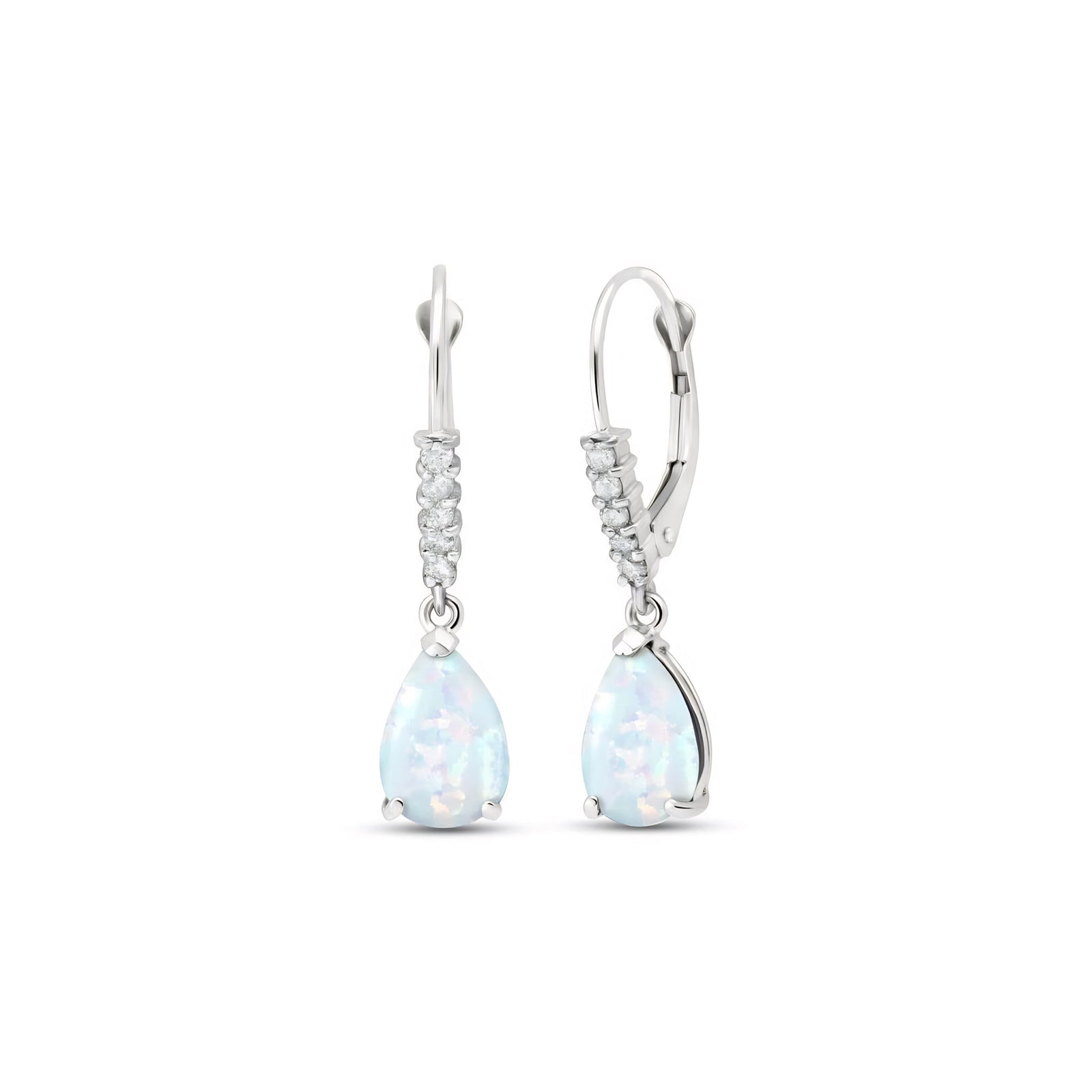 White Gold Petal Earrings Opal 10K — Immacolata