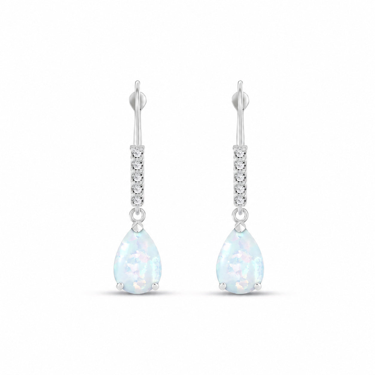 White Gold Petal Earrings Opal 10K — Immacolata