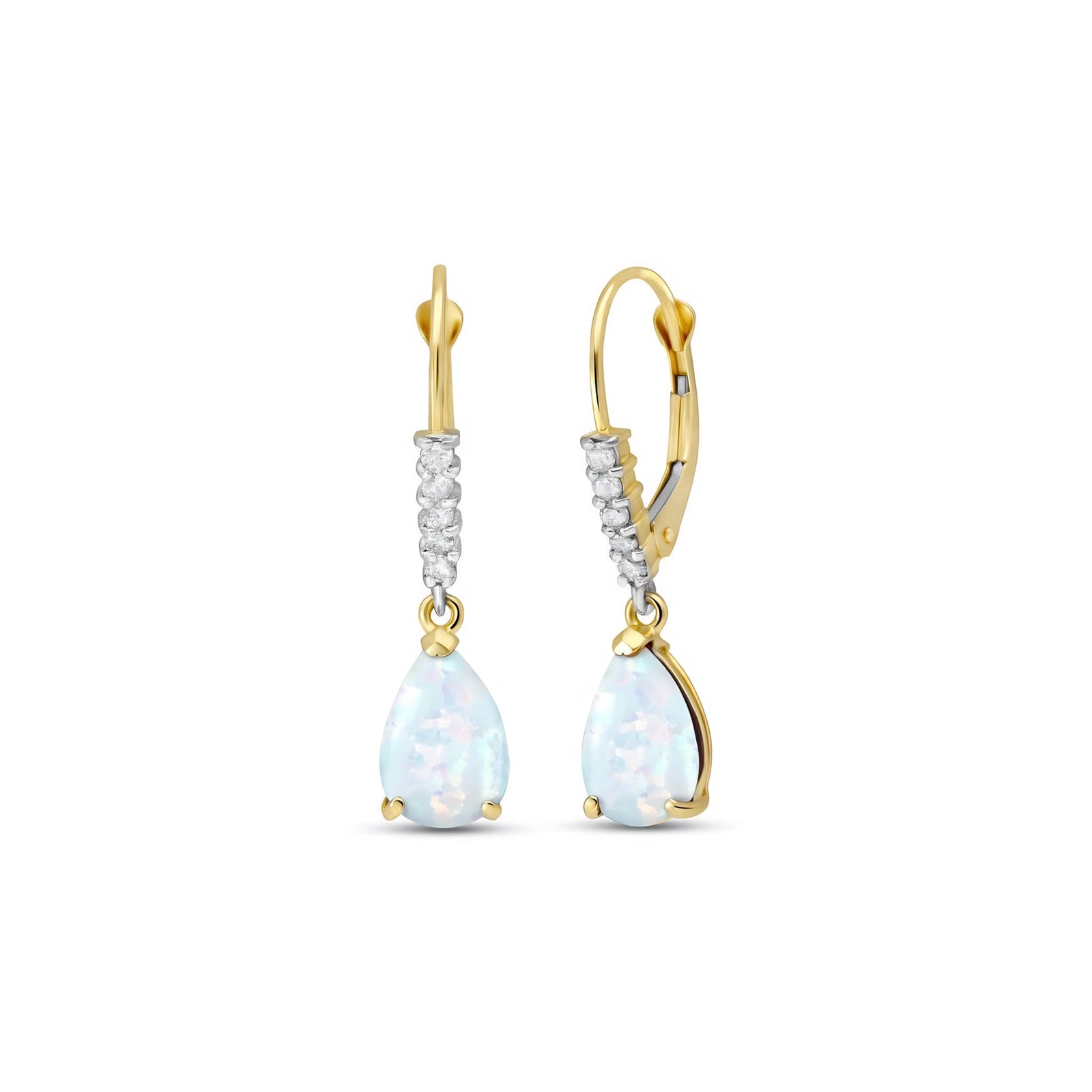Yellow Gold Petal Earrings Opal 10K — Immacolata