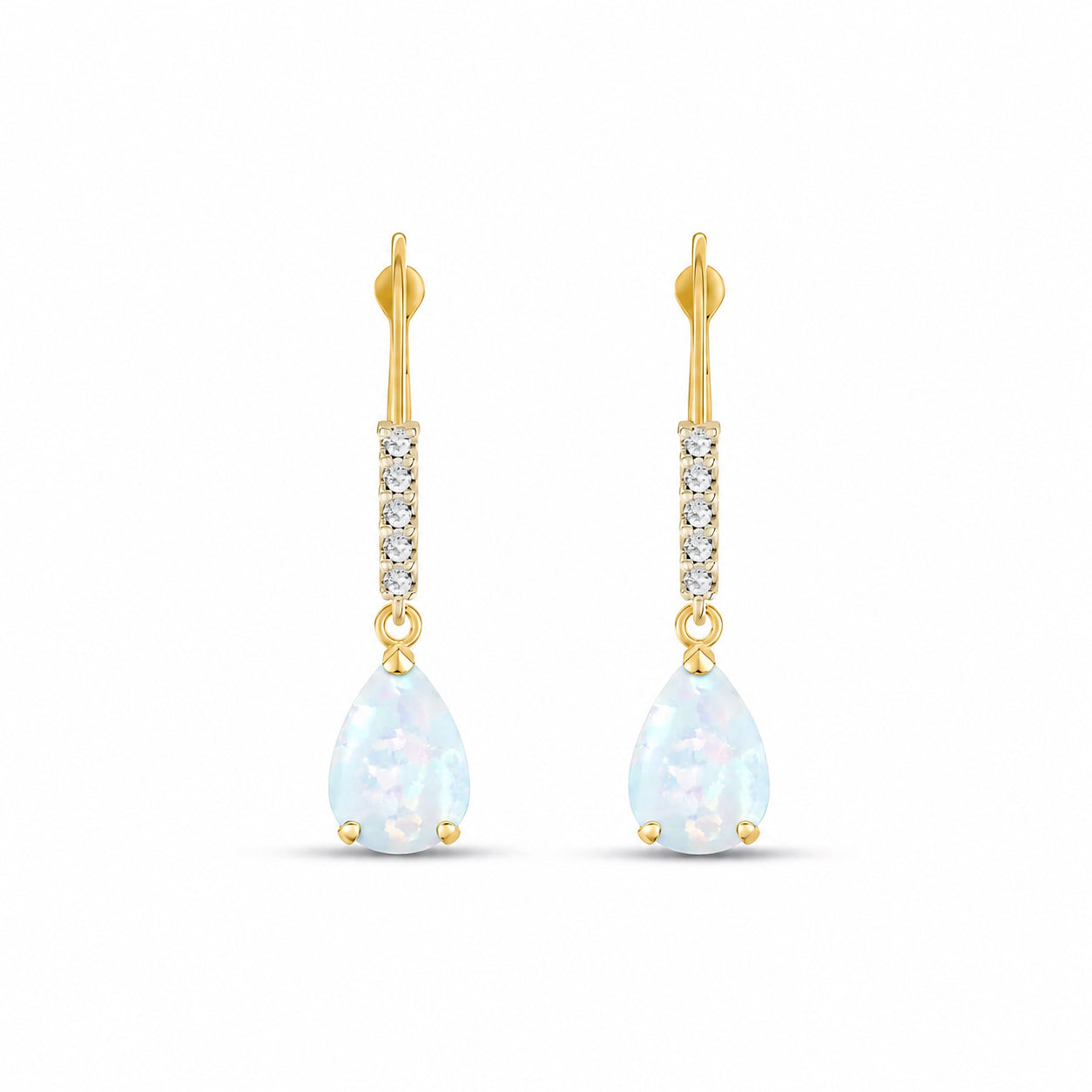 Yellow Gold Petal Earrings Opal 10K — Immacolata