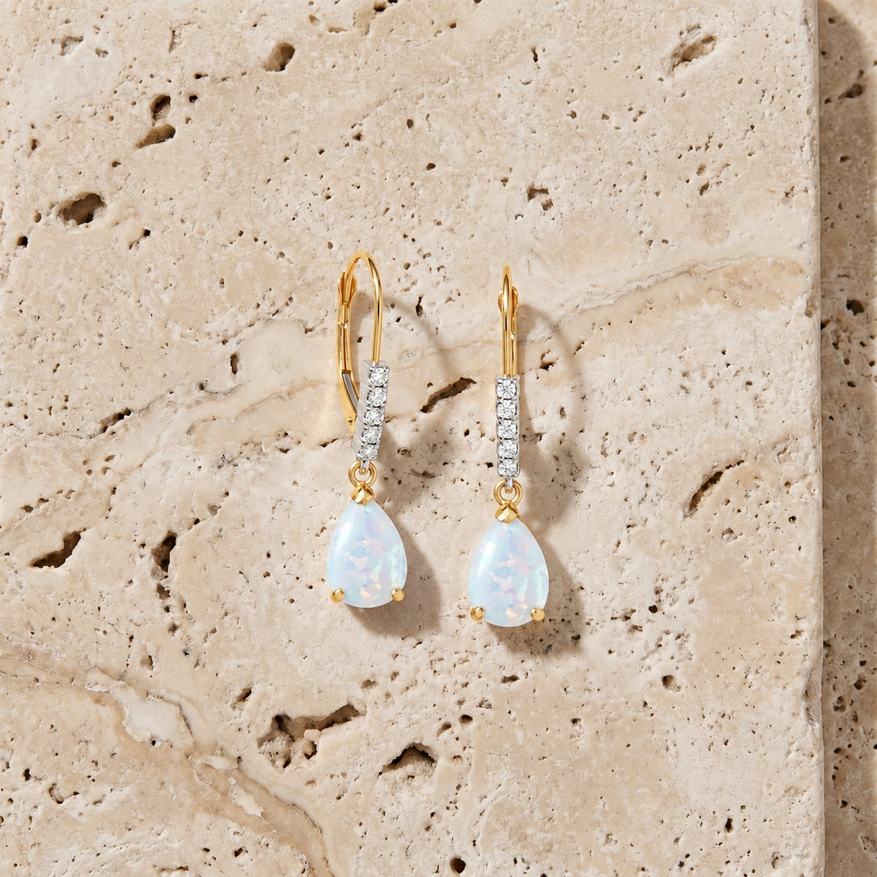 Yellow Gold Petal Earrings Opal 10K — Immacolata