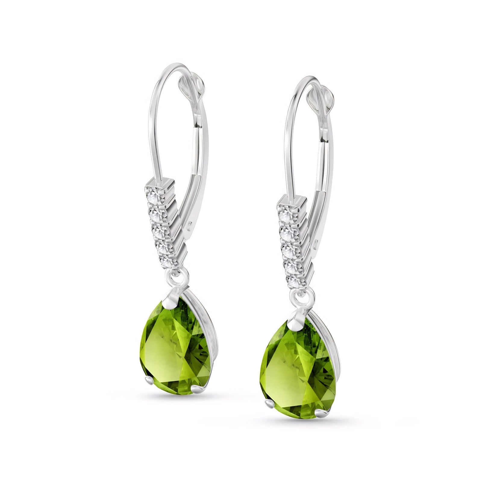 White Gold Petal Earrings Peridot 10K — Immacolata