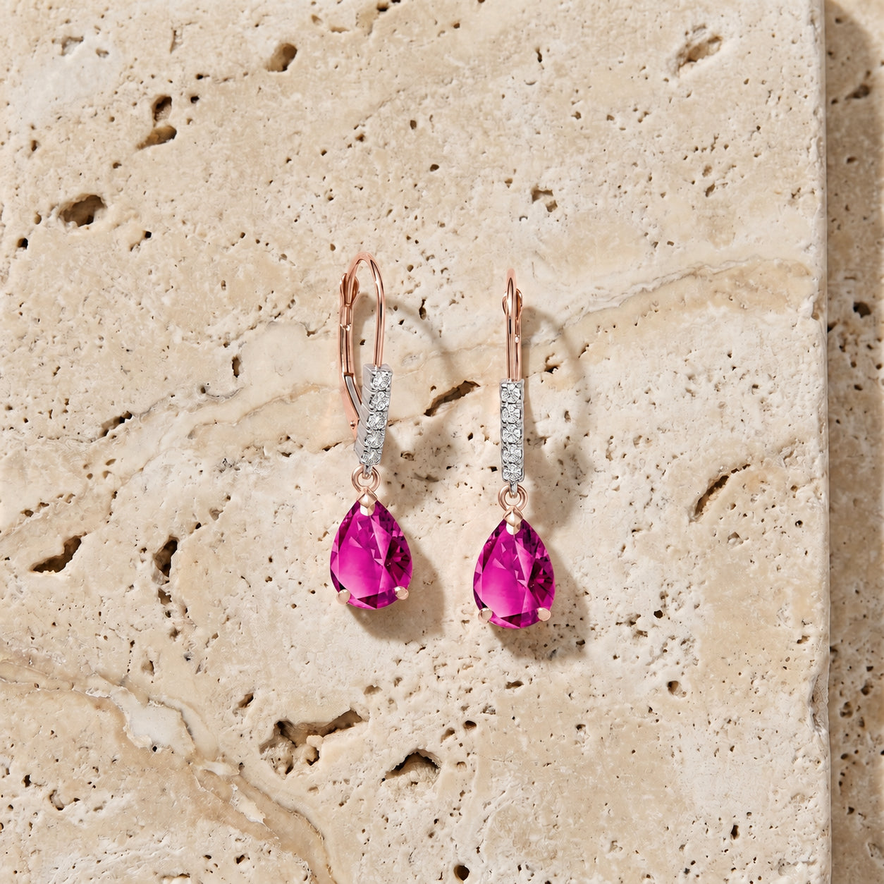 Rose Gold Petal Earrings Pink Topaz 10K — Immacolata