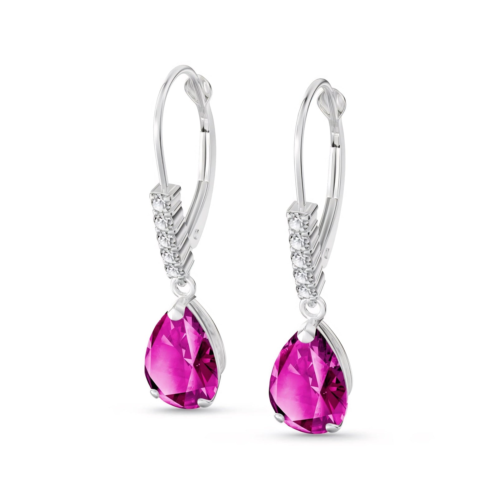 White Gold Petal Earrings Pink Topaz 10K — Immacolata