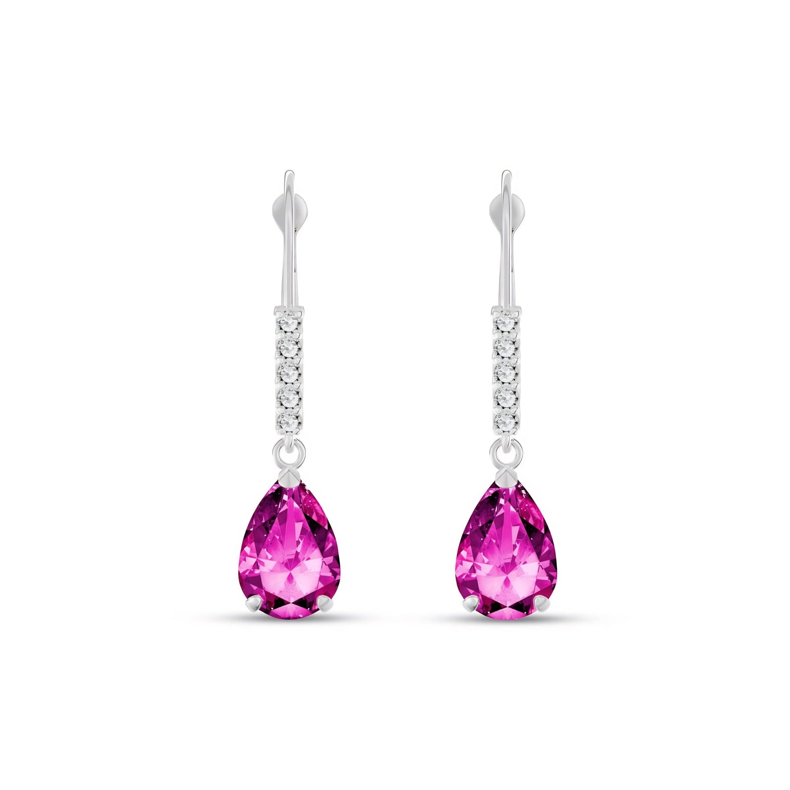 White Gold Petal Earrings Pink Topaz 10K — Immacolata