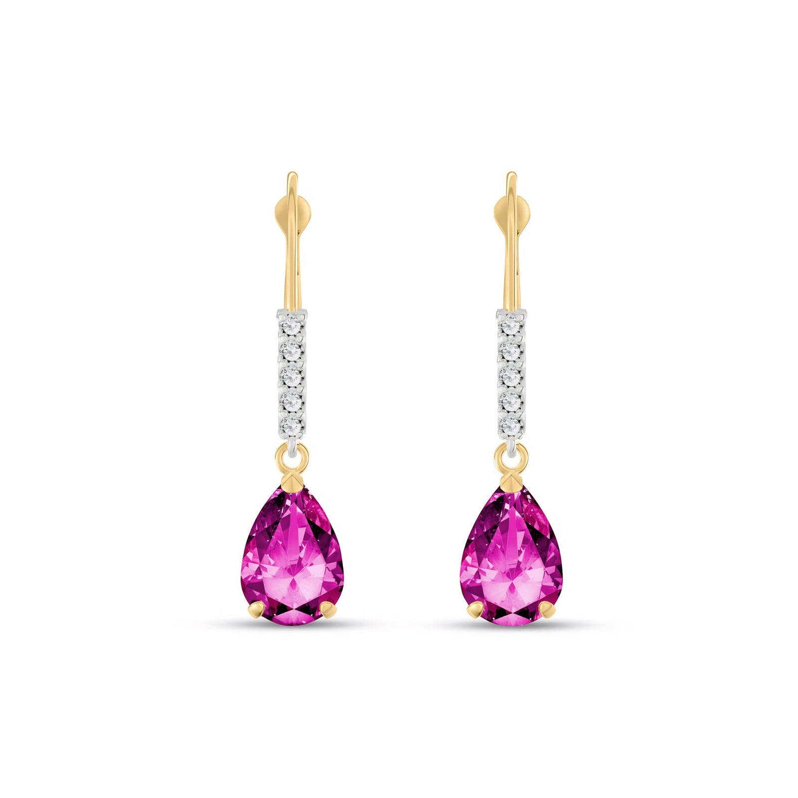 Yellow Gold Petal Earrings Pink Topaz 10K — Immacolata
