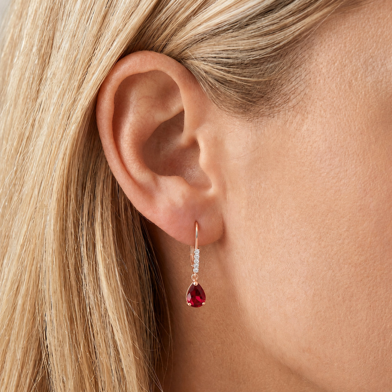 Rose Gold Petal Earrings Ruby 10K — Immacolata