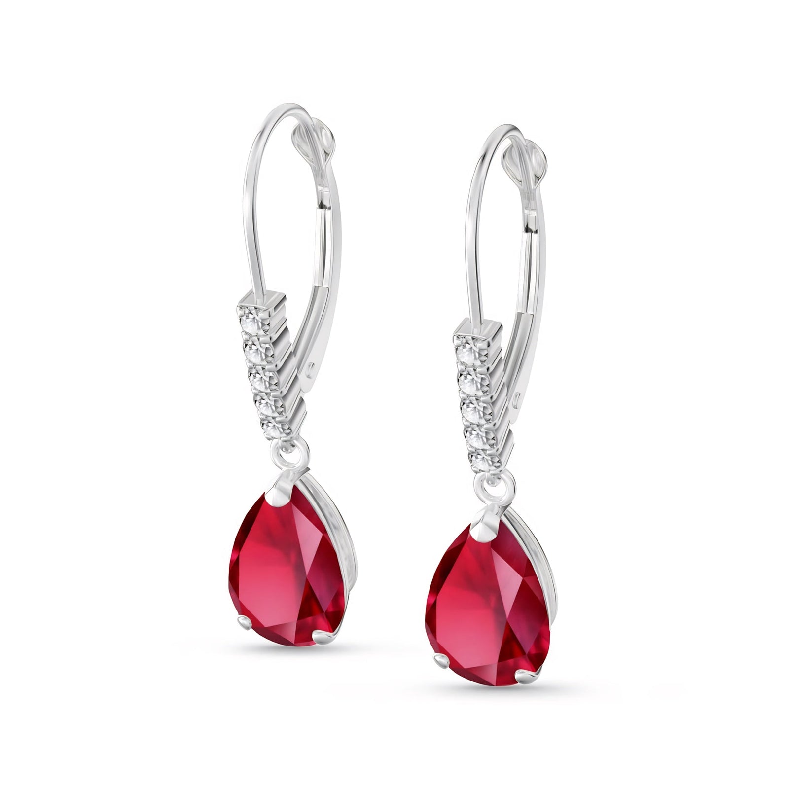 White Gold Petal Earrings Ruby 10K — Immacolata