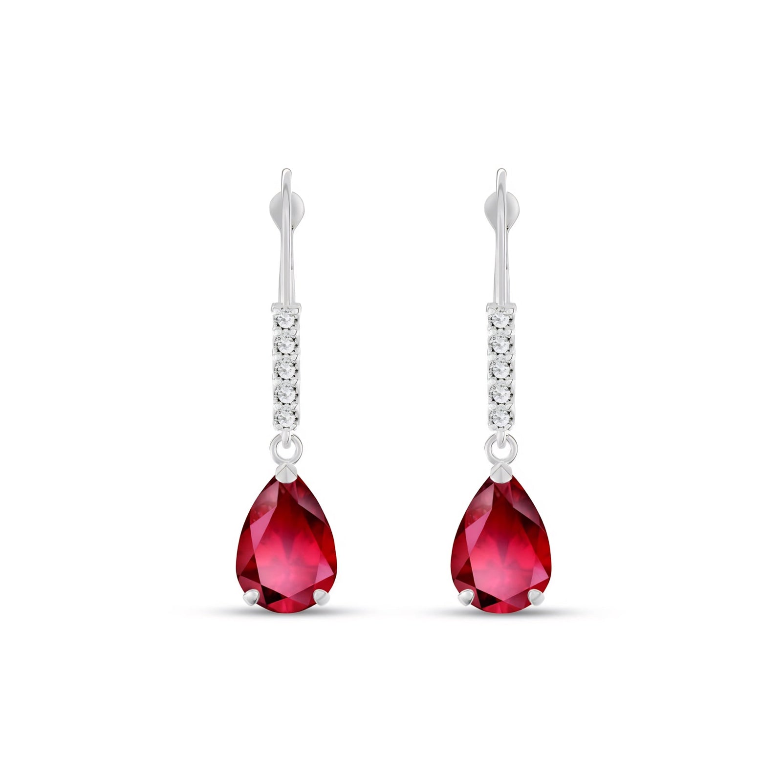 White Gold Petal Earrings Ruby 10K — Immacolata