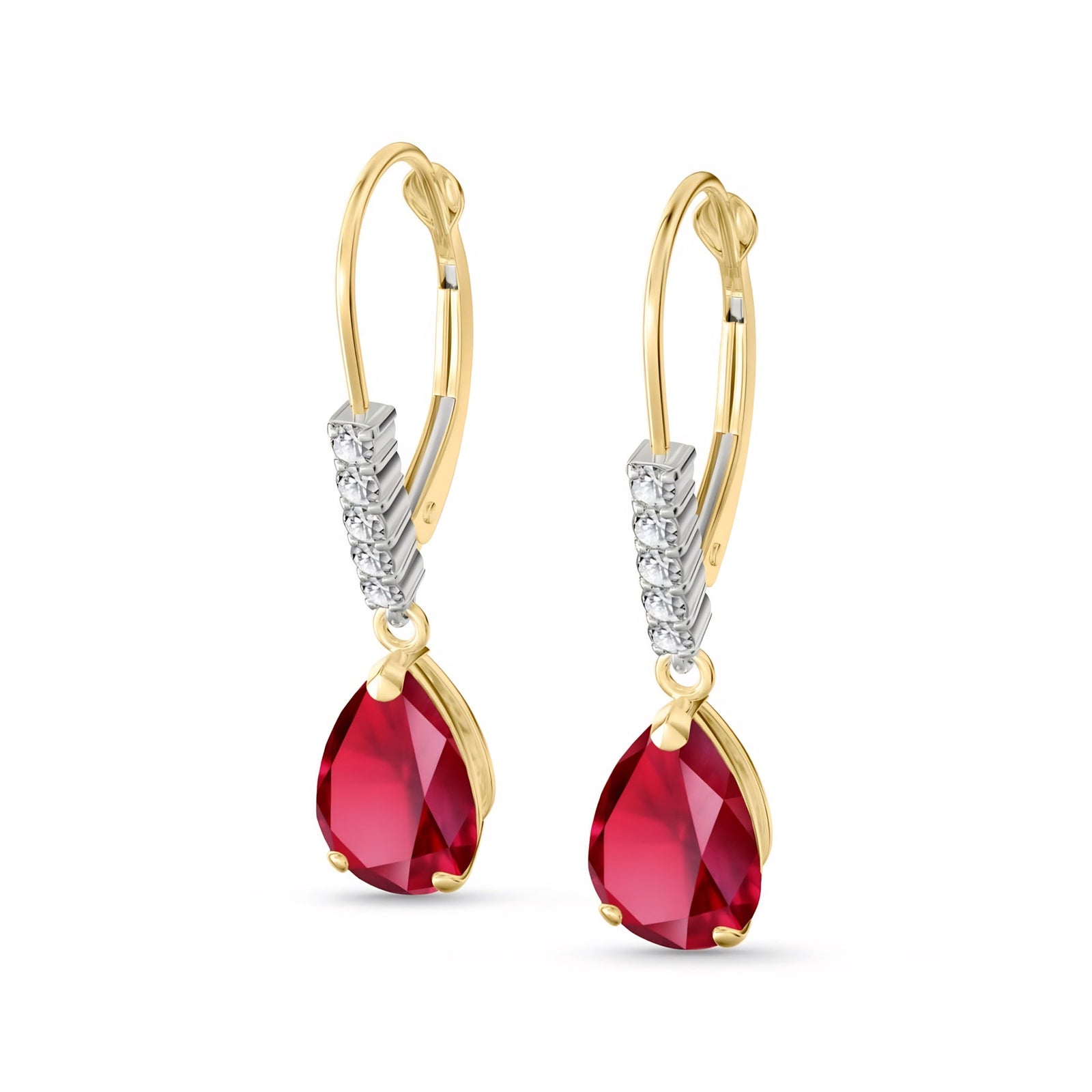 Yellow Gold Petal Earrings Ruby 10K — Immacolata