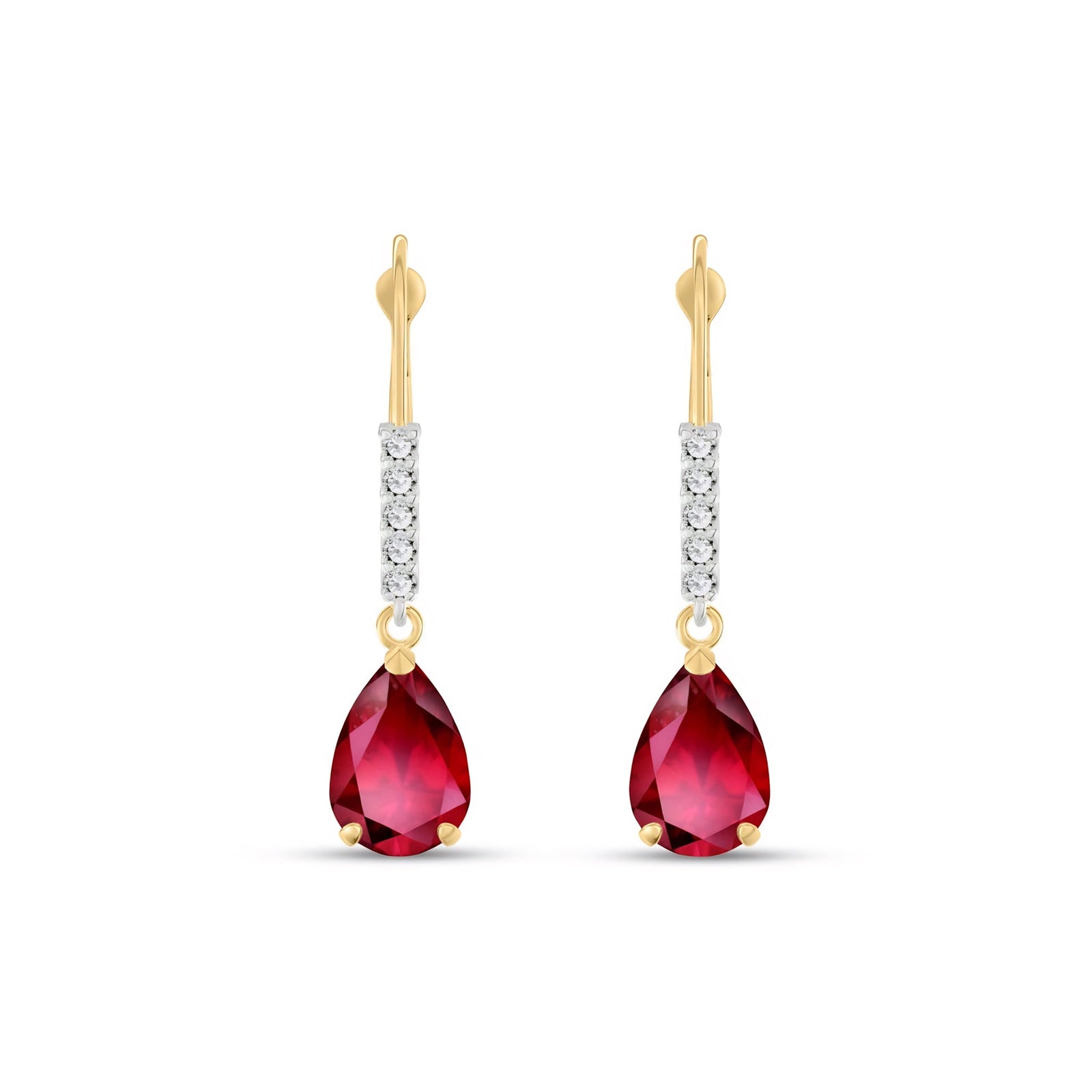 Yellow Gold Petal Earrings Ruby 10K — Immacolata