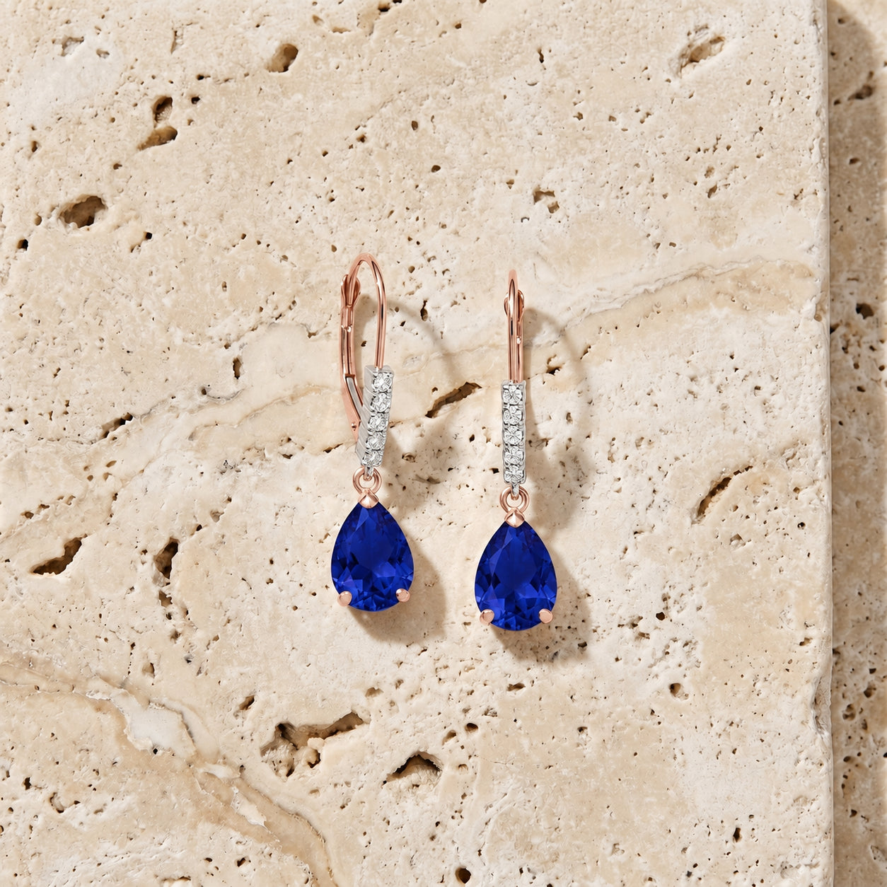 Rose Gold Petal Earrings Sapphire 10K — Immacolata