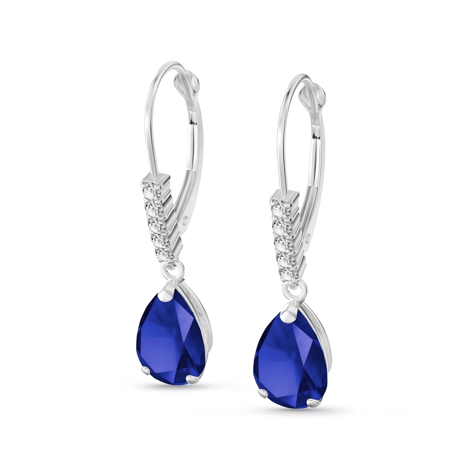White Gold Petal Earrings Sapphire 10K — Immacolata