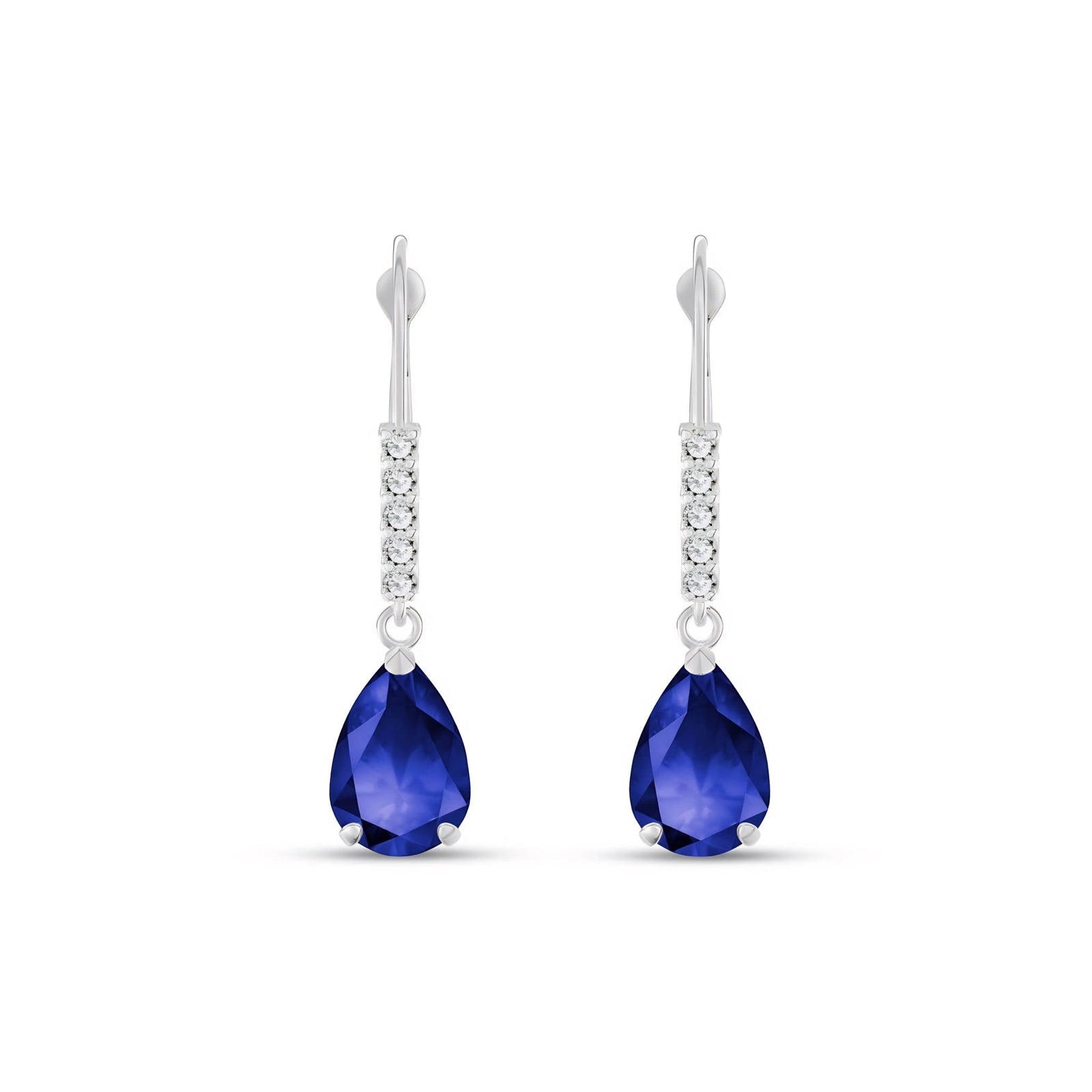 White Gold Petal Earrings Sapphire 10K — Immacolata