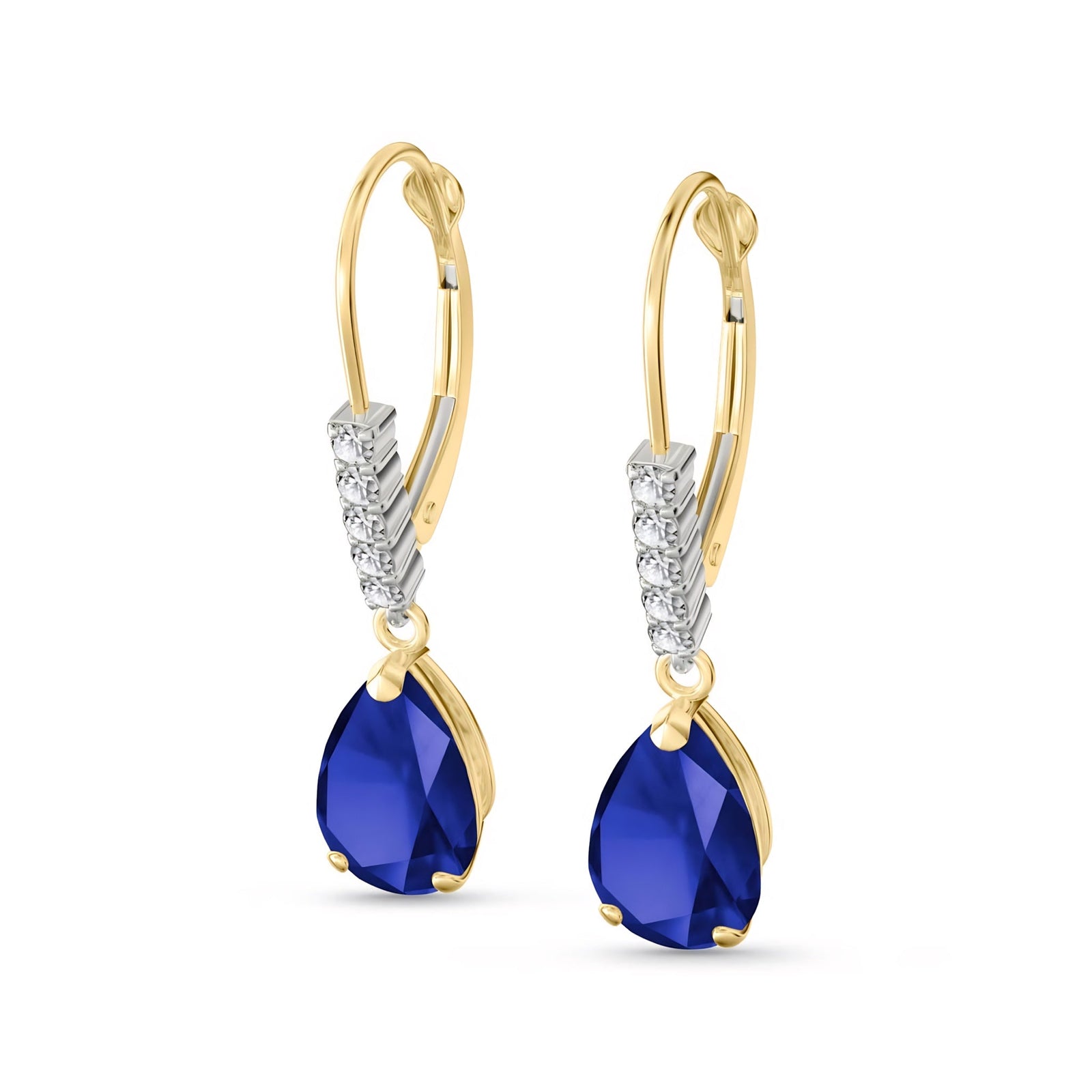 Yellow Gold Petal Earrings Sapphire 10K — Immacolata