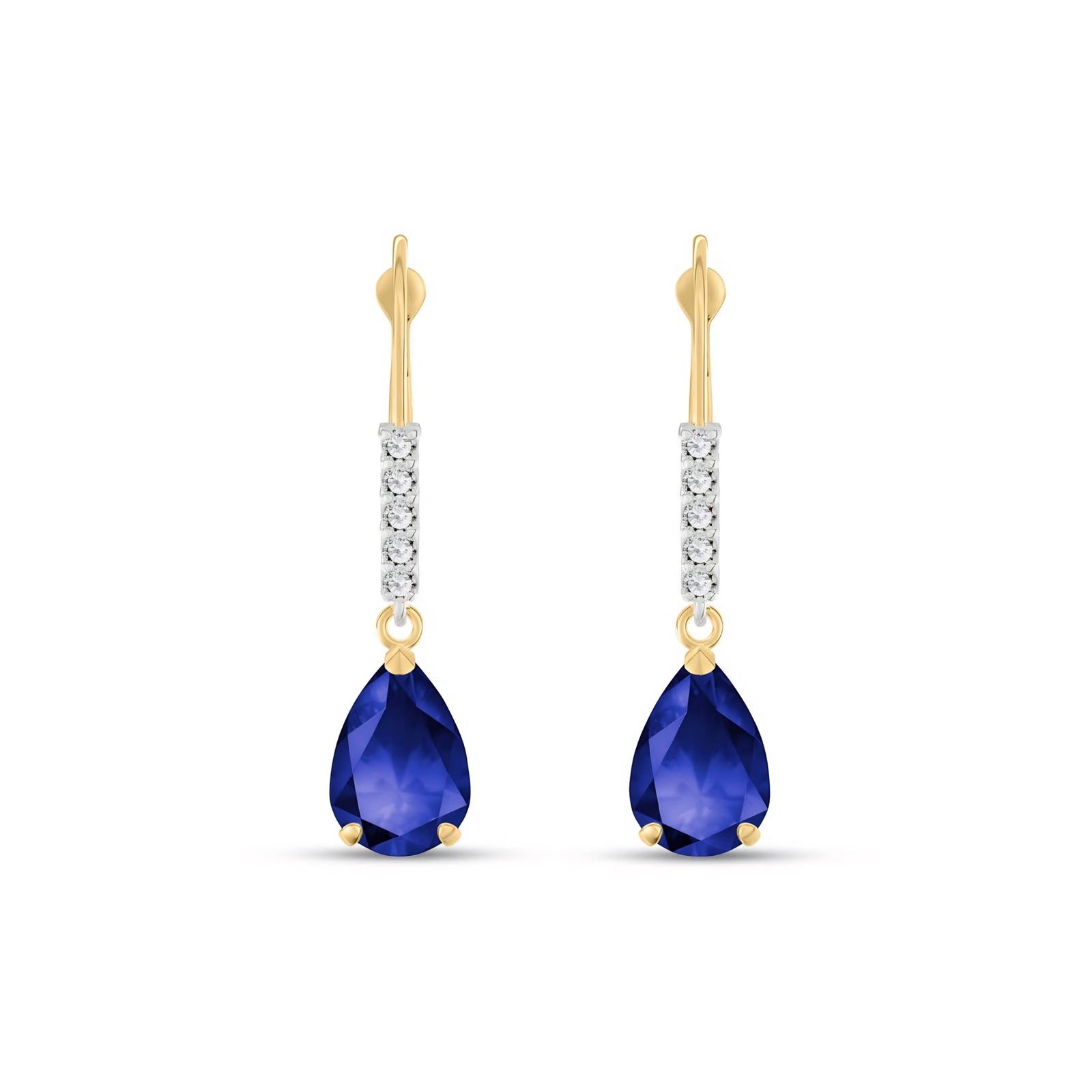 Yellow Gold Petal Earrings Sapphire 10K — Immacolata