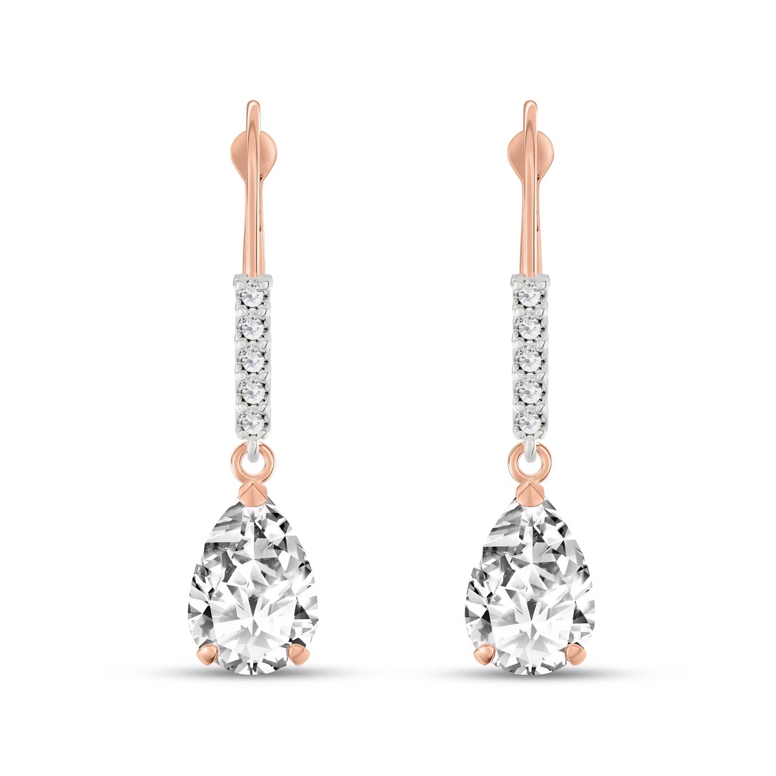 Rose Gold Petal Earrings White Topaz 10K — Immacolata