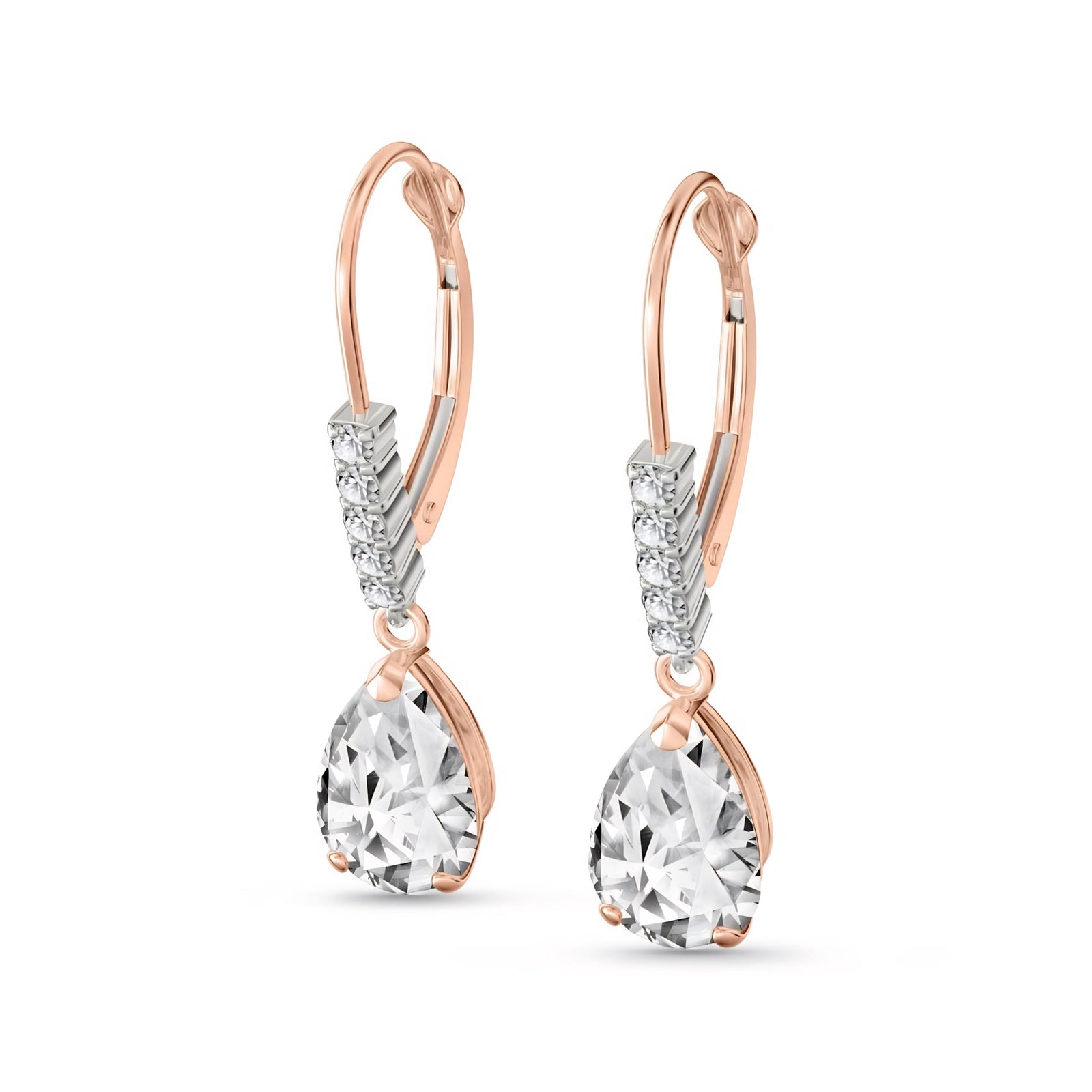 Rose Gold Petal Earrings White Topaz 10K — Immacolata