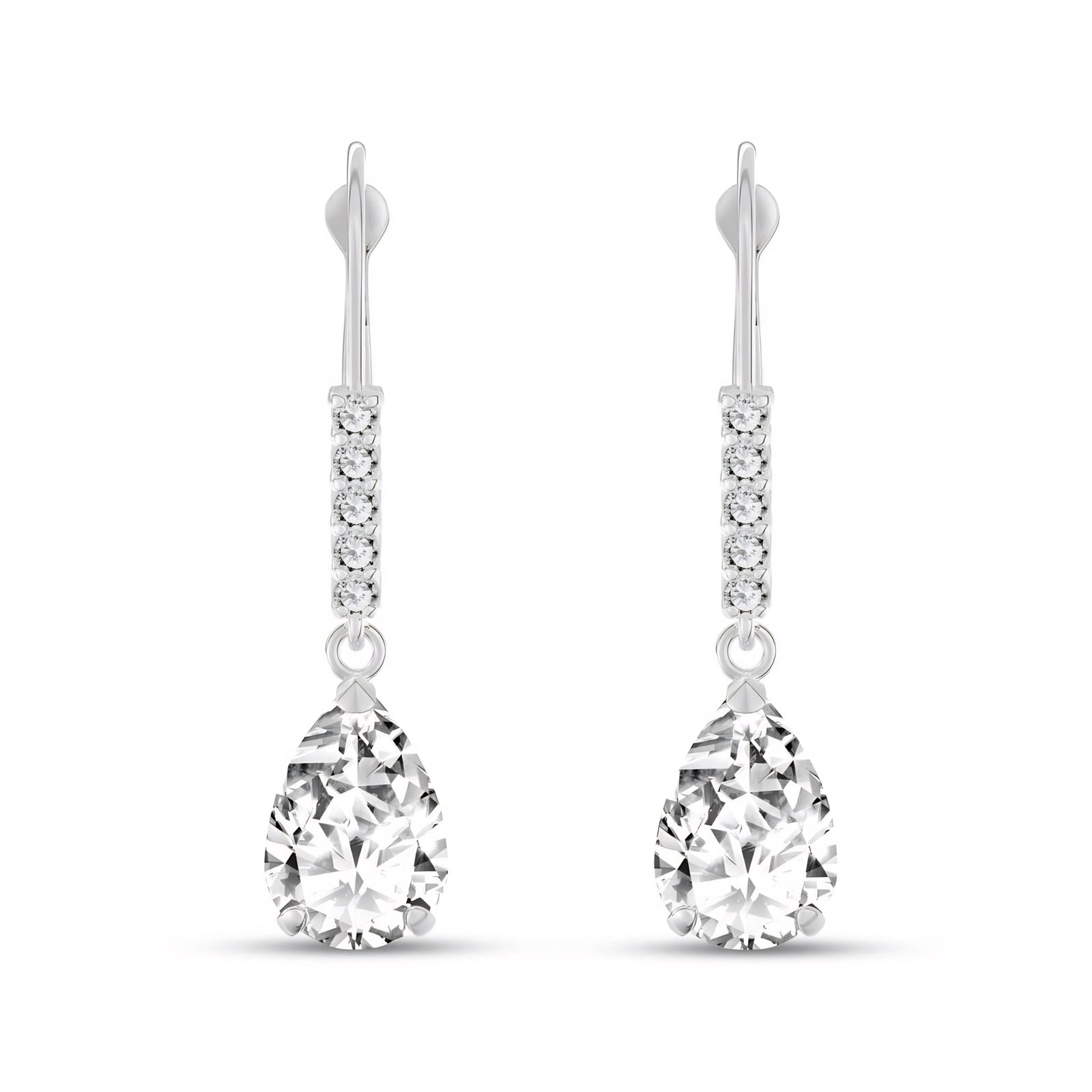 White Gold Petal Earrings White Topaz 10K — Immacolata