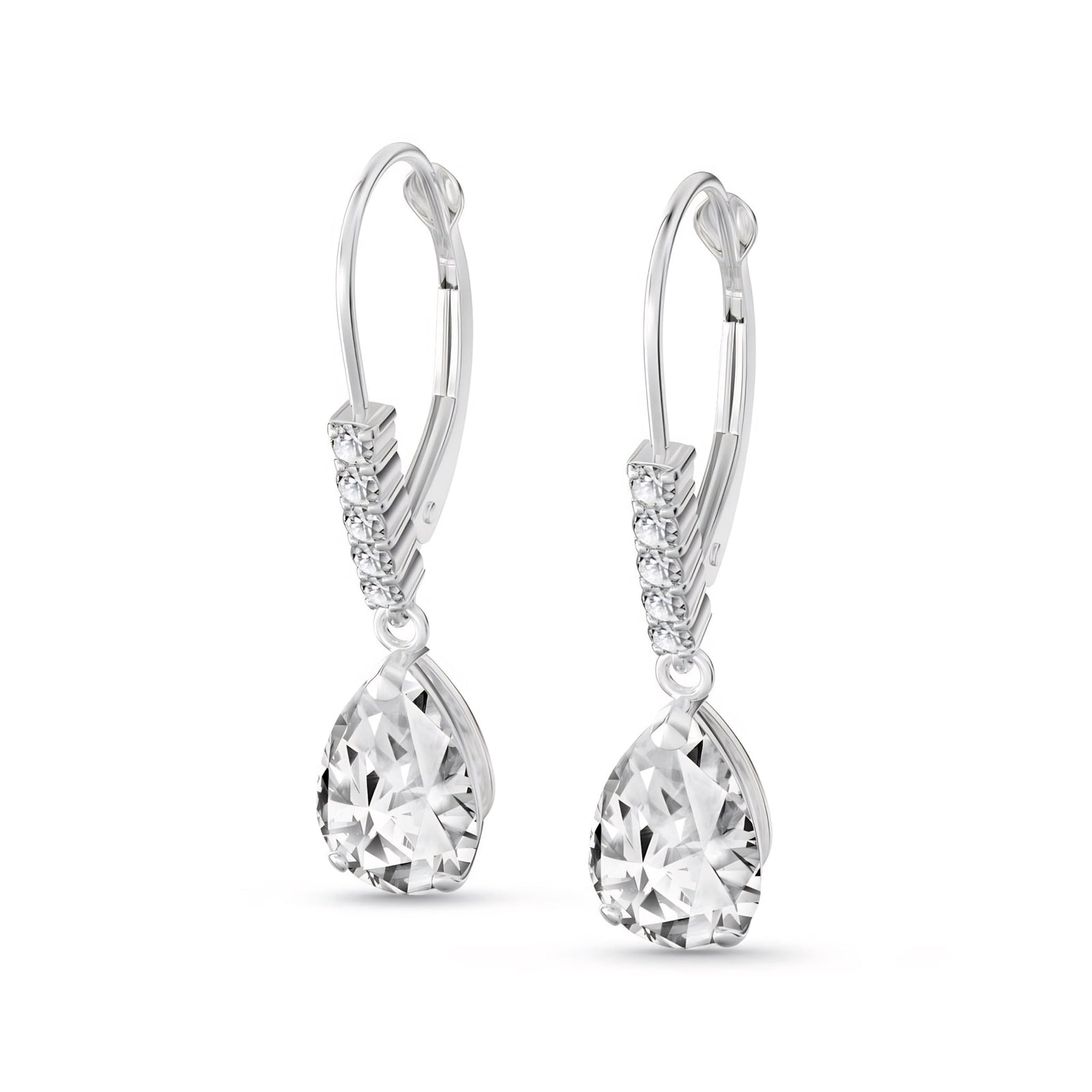 White Gold Petal Earrings White Topaz 10K — Immacolata