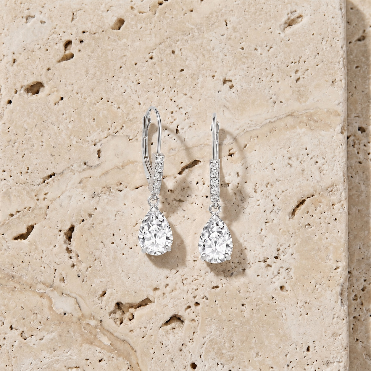 White Gold Petal Earrings White Topaz 10K — Immacolata