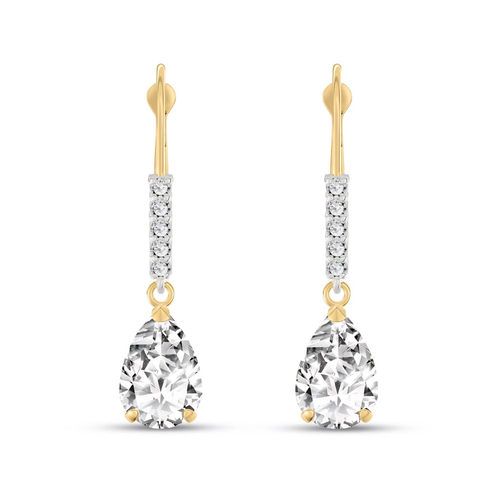 Yellow Gold Petal Earrings White Topaz 10K — Immacolata