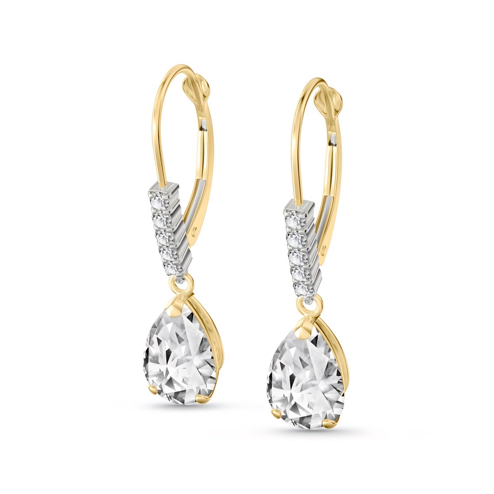 Yellow Gold Petal Earrings White Topaz 10K — Immacolata