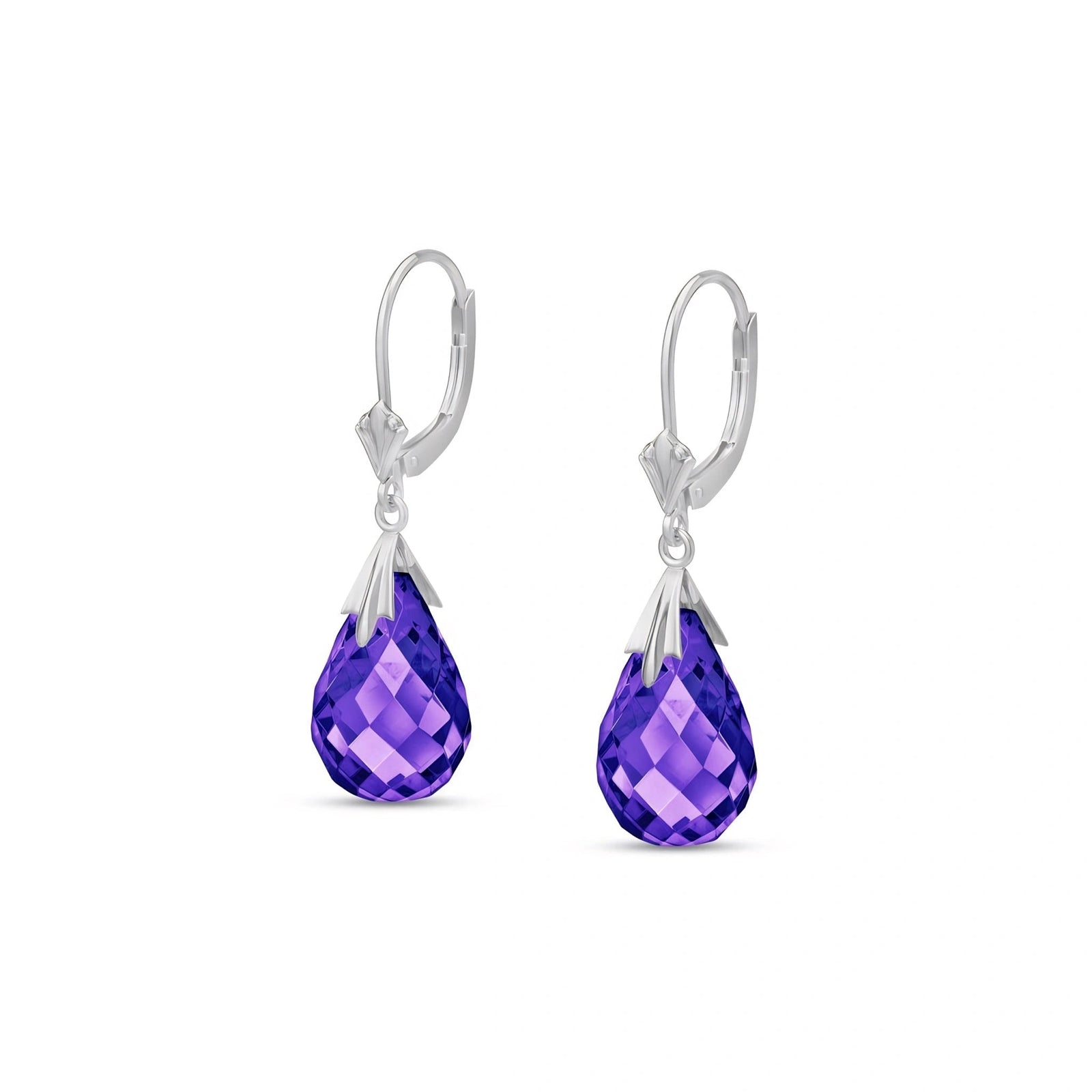 White Gold Celeste Earrings Amethyst 10K — Bianca