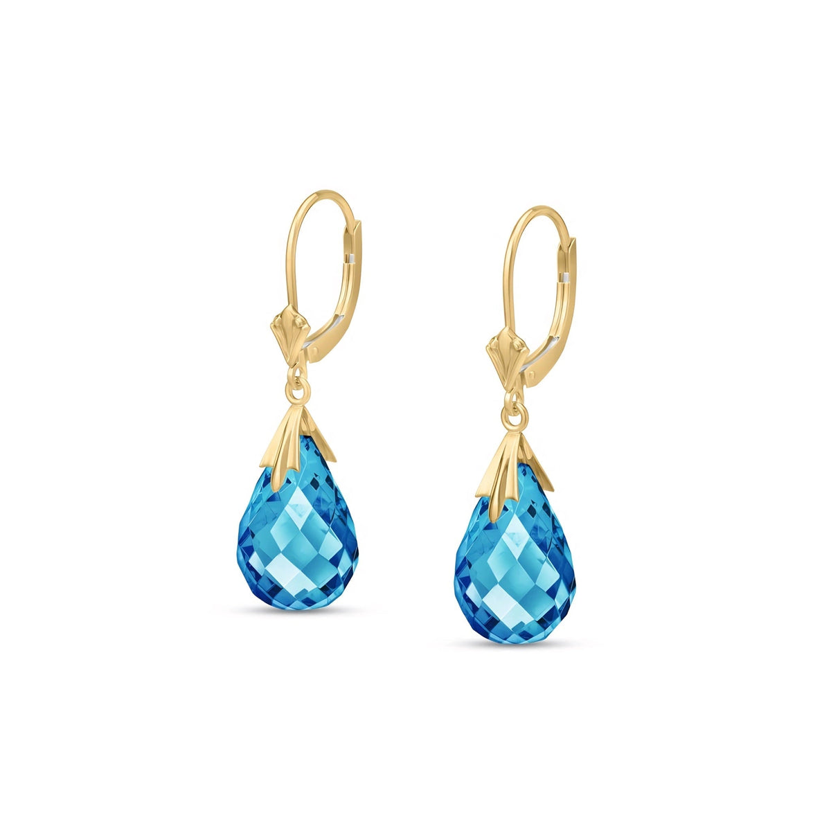 Yellow Gold Celeste Earrings Blue Topaz 10K — Bianca