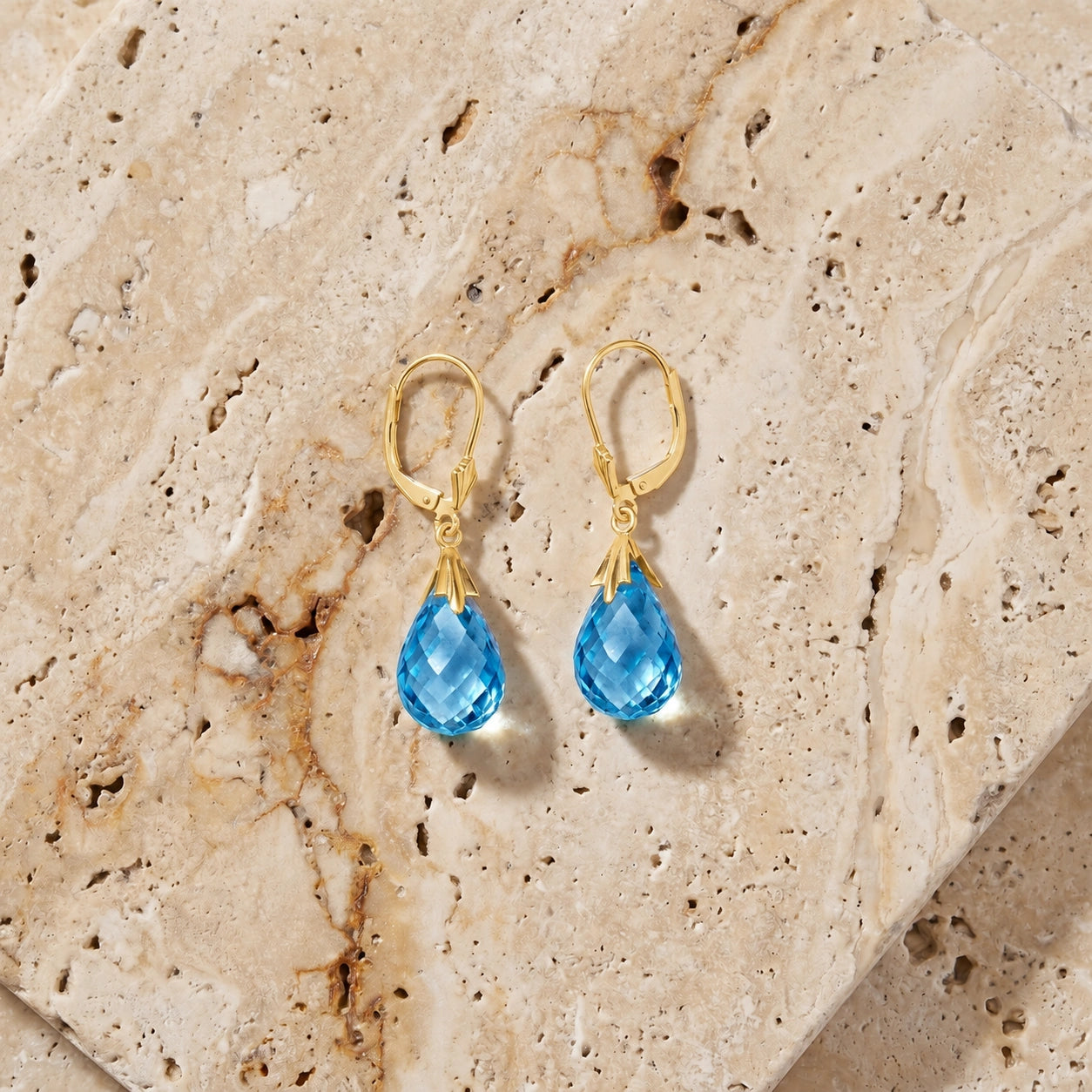 Yellow Gold Blue Topaz — Mariaelvira