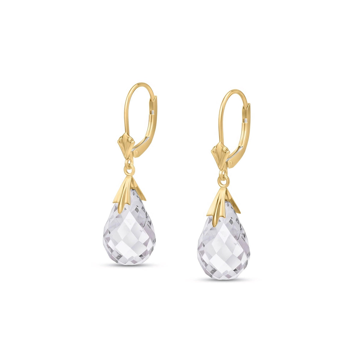 Yellow Gold Celeste Earrings White Topaz 10K — Bianca
